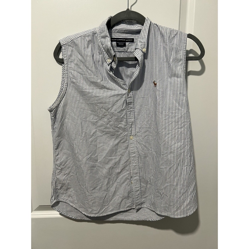 Ralph Lauren Blue and White Striped Button Down Shirt